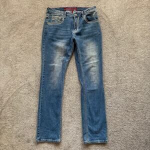 VTG Lanzzino Jeans Mens 34x34 Blue Cotton Denim Straight Faded Western Workwear